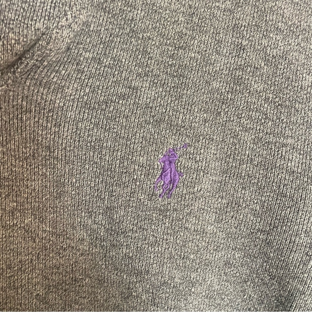 Ralph Lauren Heather Gray Polo 2 button tall collar sweatshirt material size PS - Picture 4 of 9